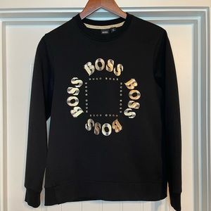 Men’s Hugo Boss Circle Logo Crewneck Sweatshirt, Black, Size XS